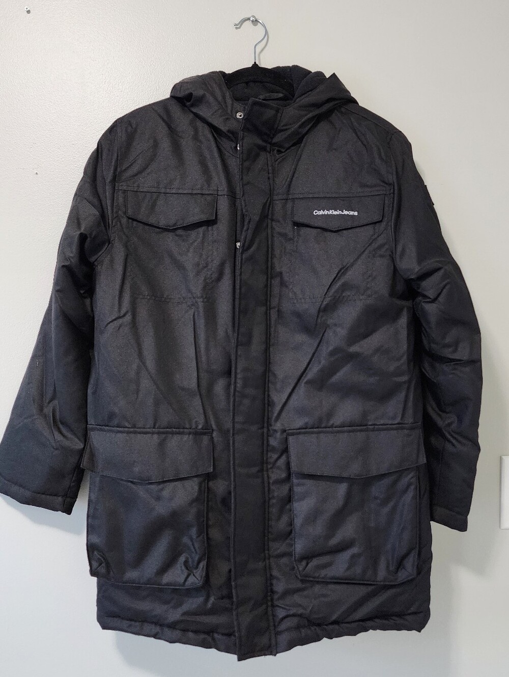 Calvin Klein Jeans Black Hooded Puffer Parka